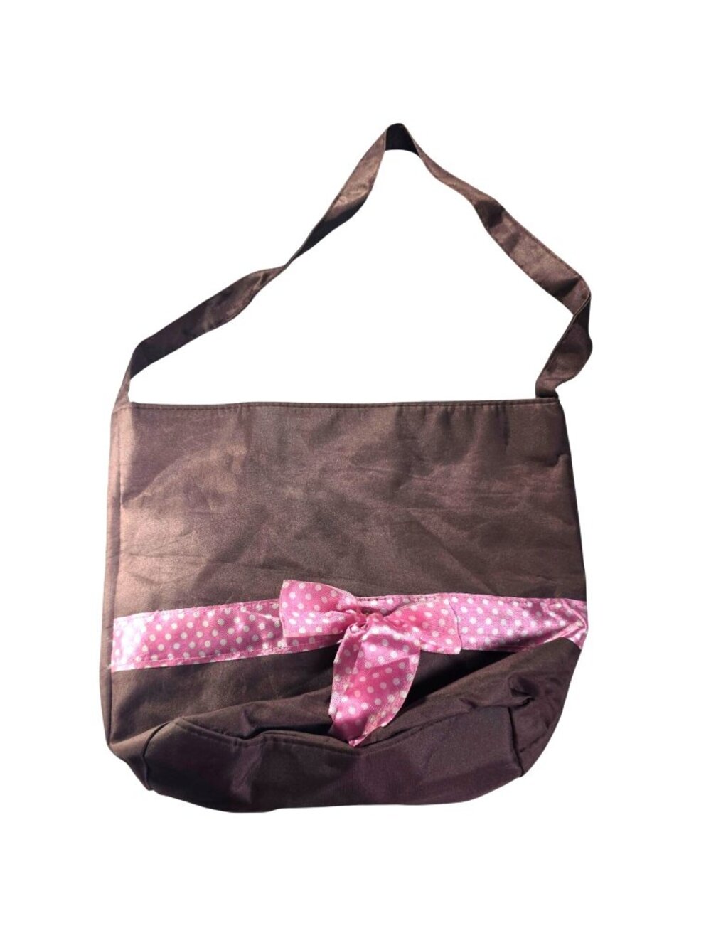 Brown Shoulder Bag Pink Polka Dot Bow Polyester Max Grey Purse Tote Y2K
